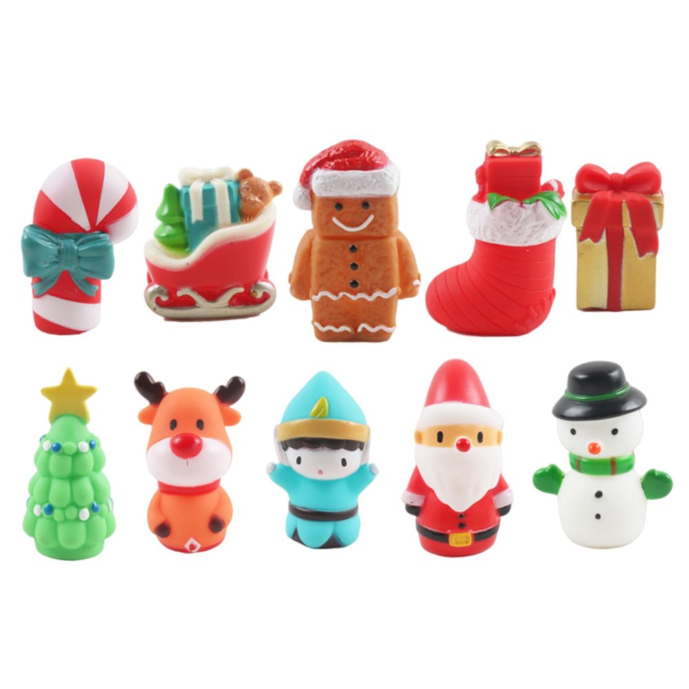 Christmas Finger Puppets Set, 10Pcs Cartoon Santa Elk Snowman Xmas Tree Puppets, Party Favor Goodie Bag Fillers for Kids