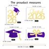 16 PCS Graduation Cake Toppers  Purple Gold Class of 2026 Centerpieces Picks for Graduation Theme Party Decorations Supply view 2