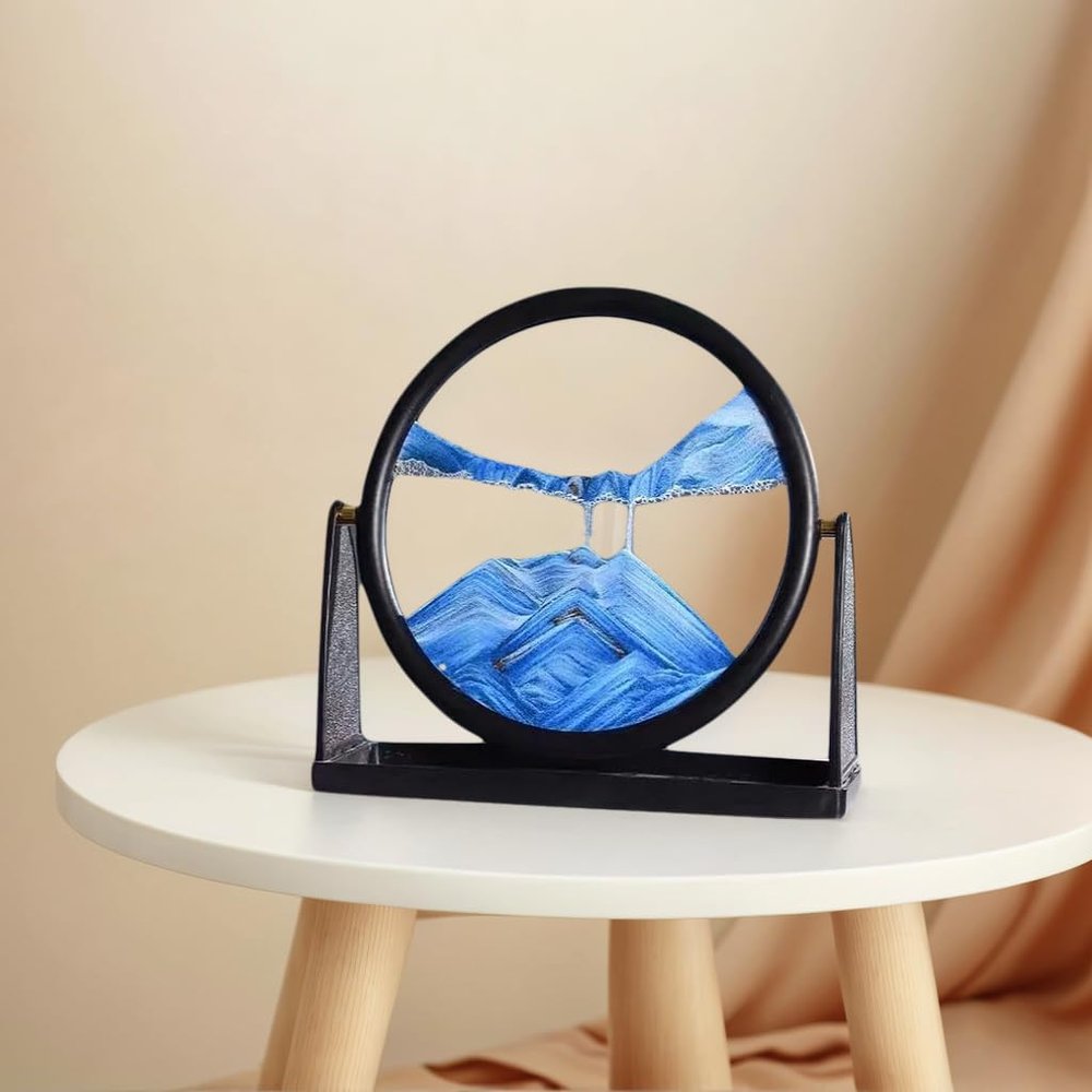 3D Rotating Sand Art Hourglass | Moving Sand Picture Decor | Dynamic Sandscape for Office Desk, Living Room, Study, Bar Cabinet | Modern Luxury Home Decoration & Unique Housewarming Birthday Gift