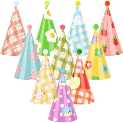 Atiloy 12PCS Mini Party Hats Cute Mini Birthday Hats for Stuffed Animals with Pom Poms Birthday Crowns for Classroom Small Party Hats for Stuffed Animals Pets Baby, Accessories