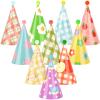 Atiloy 12PCS Mini Party Hats Cute Mini Birthday Hats for Stuffed Animals with Pom Poms Birthday Crowns for Classroom Small Party Hats for Stuffed Animals Pets Baby, Accessories view 1
