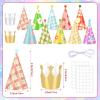 Atiloy 12PCS Mini Party Hats Cute Mini Birthday Hats for Stuffed Animals with Pom Poms Birthday Crowns for Classroom Small Party Hats for Stuffed Animals Pets Baby, Accessories view 3