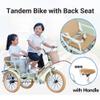 JIYIAN Yellow,18 inches,Tandem Tricycle for Kids,Double Seater Steel Frame Twin Trike with Adjustable Seat & Handle,3 Wheel Bicycle Ideal Sibling Gift for Boys & Girls view 4