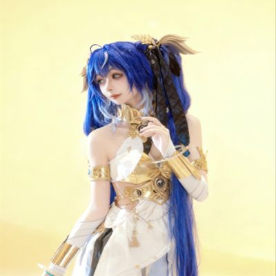 Wuthering Waves Cosplay Wig 100cm Blue Mixed Blue White long hair Synthetic Wig+Wig cap Game cosplay