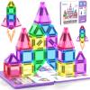 Coodoo Mini Magnetic Tiles Travel Set with Iron Box, Portable Magnet Building Blocks, Montessori Educational Sensory Toys for Toddlers 3+ Boys Girls Birthday Gift Classroom Teacher Must Haves view 1