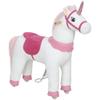 Qaba Ride on Horse for Kids 4-7 Years, 37.8 Inch Height Plush Riding Unicorn, Walking Horse Animal with Rolling Wheels for Active Play, No Batteries Required, White view 1