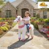 Qaba Ride on Horse for Kids 4-7 Years, 37.8 Inch Height Plush Riding Unicorn, Walking Horse Animal with Rolling Wheels for Active Play, No Batteries Required, White view 2