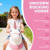 Qaba Ride on Horse for Kids 4-7 Years, 37.8 Inch Height Plush Riding Unicorn, Walking Horse Animal with Rolling Wheels for Active Play, No Batteries Required, White view 3