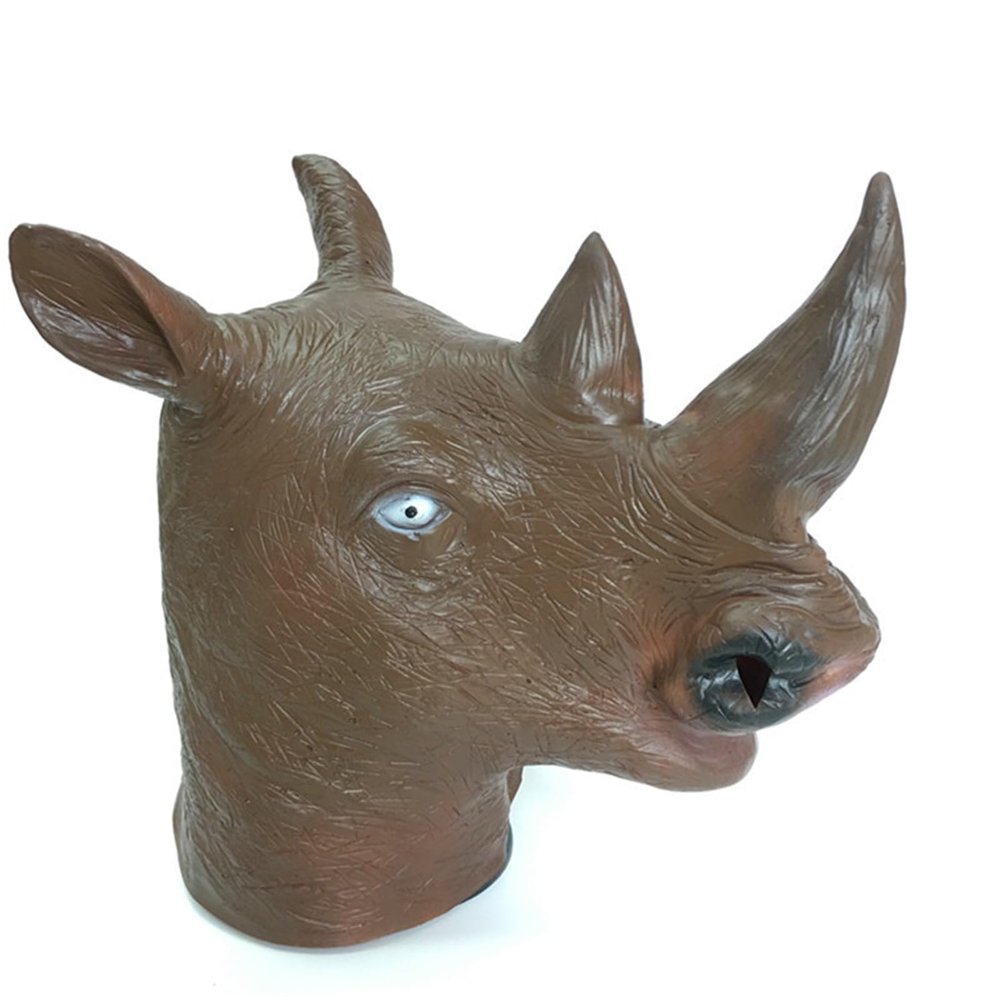 Full Head Rhino Mask,Realistic Rhinoceros Head Mask,Rhinos Costume for Halloween Christmas Role-Play Party (C)