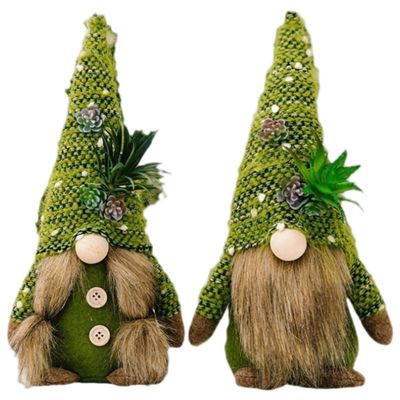 2Pcs Christmas Gnomes Adorable Faceless Christmas Plush with Hat Long Beards Aesthetic Gnome Decor Ideal for Holiday Table Mantel Green