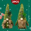 2Pcs Christmas Gnomes Adorable Faceless Christmas Plush with Hat Long Beards Aesthetic Gnome Decor Ideal for Holiday Table Mantel Green view 3