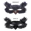 2Peice Owl Feather Wings Mask Set,Realistic Halloween Black Bird Feather Wings Costume for Role-Play Party,Christmas,Masquerade,Owl Eyes Masks Outfit view 3