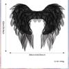 2Peice Owl Feather Wings Mask Set,Realistic Halloween Black Bird Feather Wings Costume for Role-Play Party,Christmas,Masquerade,Owl Eyes Masks Outfit view 4