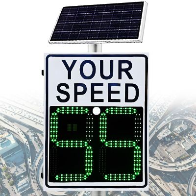 vnmudzeo Speed Display Traffic Sign with Remote,Solar Powered Traffic Safety Speed Limit Feedback Sign,for Limit Road Street School Zone Highway Parking White-60x75cm