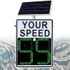 vnmudzeo Speed Display Traffic Sign with Remote,Solar Powered Traffic Safety Speed Limit Feedback Sign,for Limit Road Street School Zone Highway Parking White-60x75cm view 1