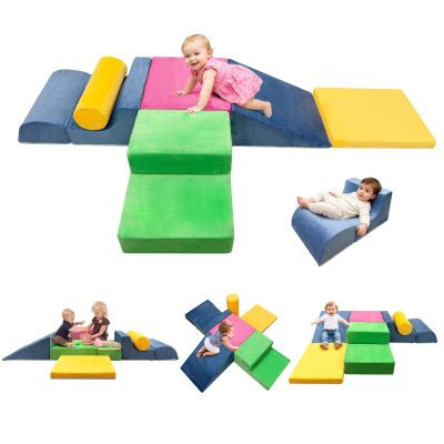 EOSAU Toddler Climbing Toys Indoor, 6-Piece Baby Foam Climbing Blocks Set, Soft Play Climbing Toys for Toddlers 1-3, Indoor Climb Crawl & Slide Activity Play Gym for Kids (Bright Color)