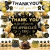 39pcs We Appreciate You Banner Decorations Black Gold Thank You for All You Do Banner Backdrop Balloons Hanging Swirls Cake Toppers Table Centerpieces Staff Employee Appreciation Decorations view 1