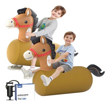 JOSEN Bouncy Horse Hopper Giant Ride On Toys, Inflatable Bouncing Animal Hopper with Hand Pump, Jumping Hopping Toys Up to 250lbs, Indoor Outdoor Bouncers for Teen Kids Girls Boys Ages 5+ (2 Pack)