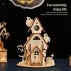 3D Wooden Halloween Ghost House, DIY Puzzle Model Haunted Spooky Building Kit for Home Decoration & Desk Display, Creative Craft Assembly Gift for Adults & Teenagers (Kit Version/35PCS) view 2