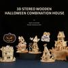 3D Wooden Halloween Ghost House, DIY Puzzle Model Haunted Spooky Building Kit for Home Decoration & Desk Display, Creative Craft Assembly Gift for Adults & Teenagers (Kit Version/35PCS) view 4