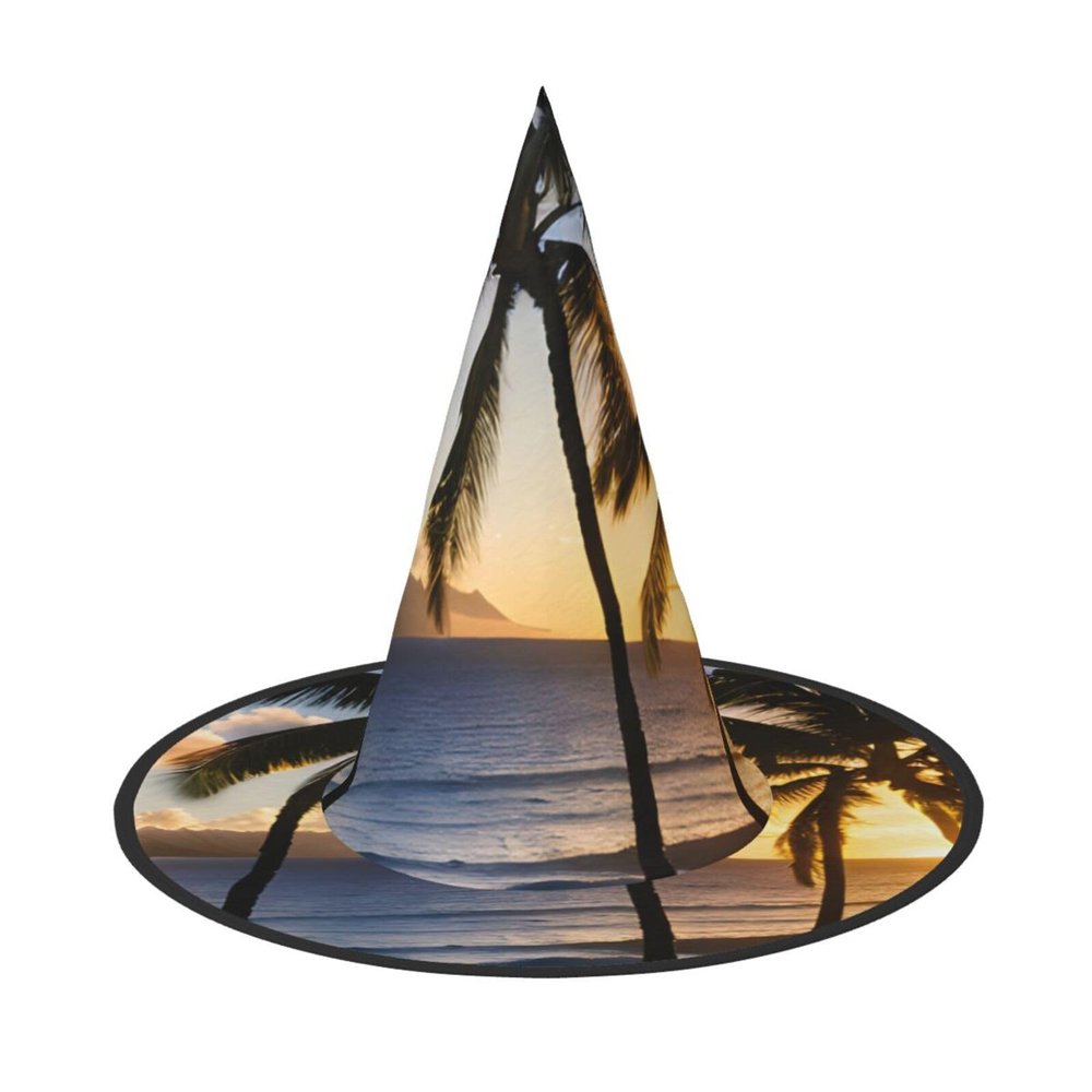 YKJJFVZ Hawaii Sunbeams Print Trendy Witch Hat,Creative Party Hats,Perfect For Creative And Spooky Costumes
