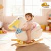 Qaba Pelican Baby Rocking Horse, Plush Stuffed Animal Rocker with Realistic Duck Sound and Safety Belt, Kids Ride on Rocking Horse for Toddlers 1836 Months, White view 2