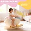 Qaba Pelican Baby Rocking Horse, Plush Stuffed Animal Rocker with Realistic Duck Sound and Safety Belt, Kids Ride on Rocking Horse for Toddlers 1836 Months, White view 3