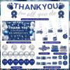 39pcs We Appreciate You Banner Decorations Blue Silver Thank You for All You Do Banner Backdrop Balloons Hanging Swirls Cake Toppers Table Centerpieces Staff Employee Appreciation Decorations view 4