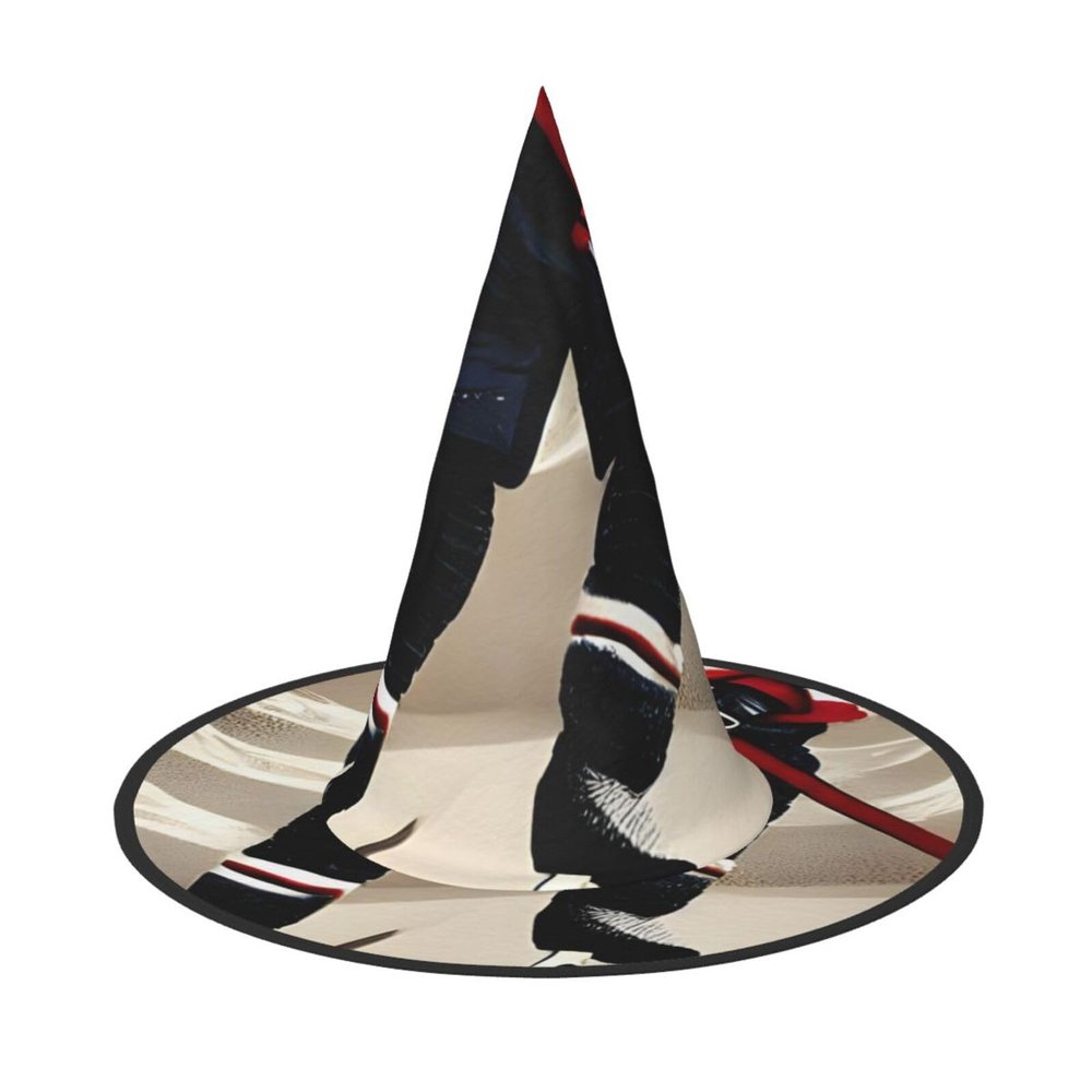 YKJJFVZ Hockey Sports Print Trendy Witch Hat,Creative Party Hats,Perfect For Creative And Spooky Costumes
