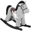 Qaba Rocking Horse, Kids Plush Animal Rocker with Realistic Neighing Sound for Toddlers 25 Years Old, Soft Filling Ride on Horse with Rabbit Toy, Gray view 1