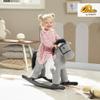 Qaba Rocking Horse, Kids Plush Animal Rocker with Realistic Neighing Sound for Toddlers 25 Years Old, Soft Filling Ride on Horse with Rabbit Toy, Gray view 2