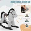 Qaba Rocking Horse, Kids Plush Animal Rocker with Realistic Neighing Sound for Toddlers 25 Years Old, Soft Filling Ride on Horse with Rabbit Toy, Gray view 3