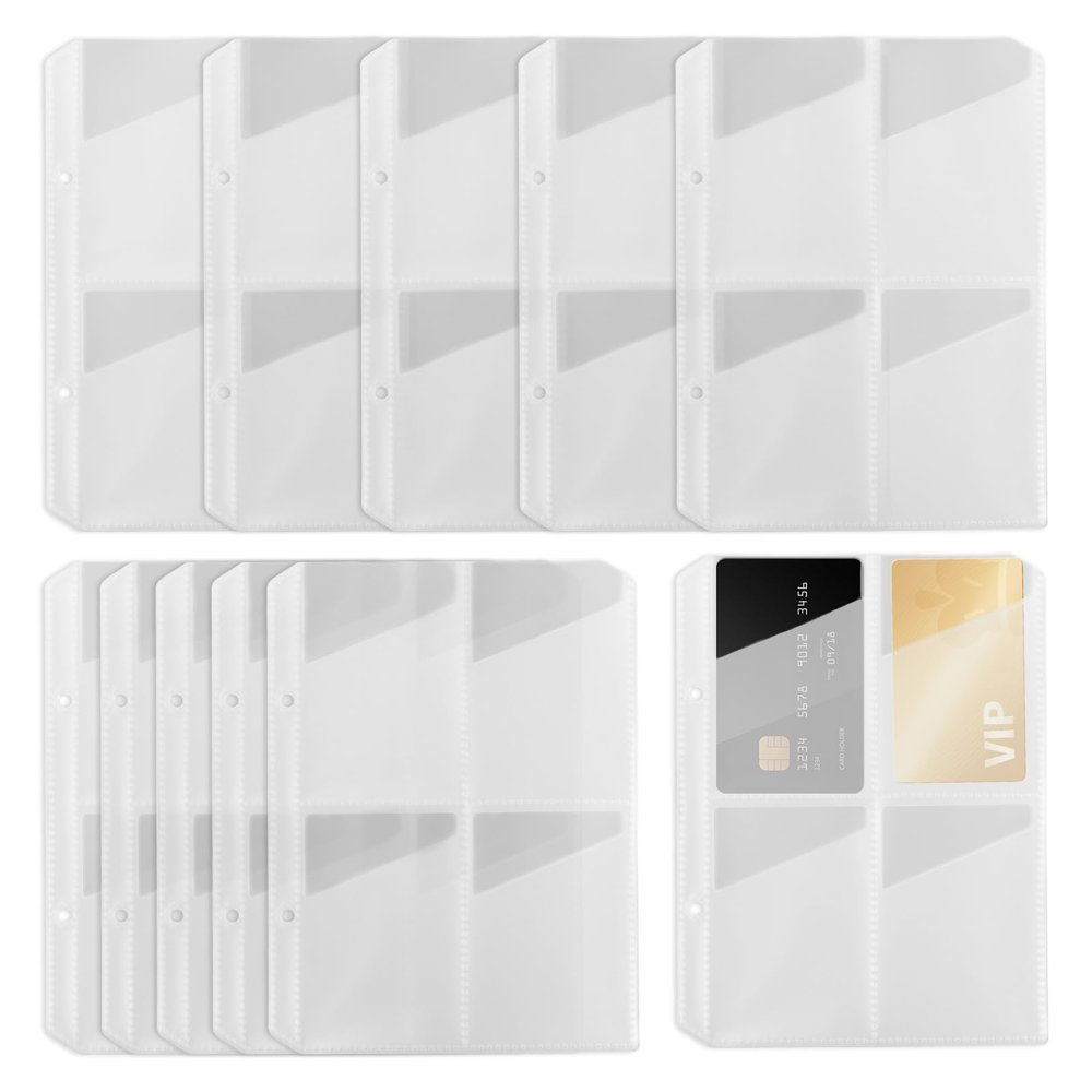 10PCS Pocket Page Protectors,4-Grid Clear Sheets,Pockets 2.5x3.5 Photocard Sleeves,Protective Pages Sheets for Binders Album,Ideal for Collectors to Organize Trading Cards and Photo Cards