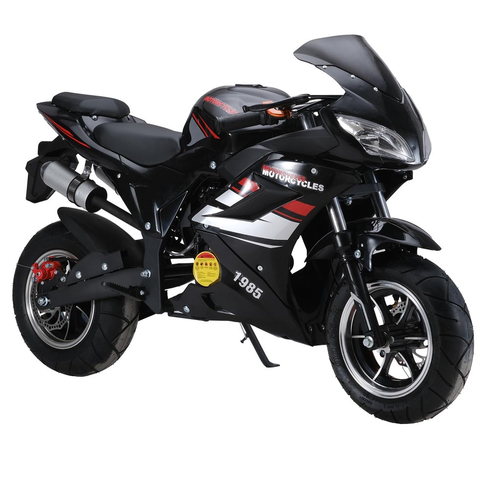 50cc Gas Pocket Bike for Kids 8-14, High-Performance 4-Stroke Mini Motorcycle & Dirt Bike, 8" Off-Road Tires, Dual Disc Brakes, Shock Absorber, Kids Motocross Bike