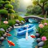 Mini Tiny Wooden Boat, Beach Style Miniature Ornament Kits for DIY Fairy Garden Dollhouse Decoration, Miniature Dollhouse Boat with Oars Canoe Model view 3