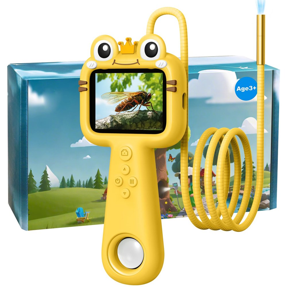 Borescope Camera for Kids - STEM Science Educational Toy for 4-12 Years Old Boys & Girls | Birthday Gift for Outdoor Adventures & Nature Discovery (Yellow)