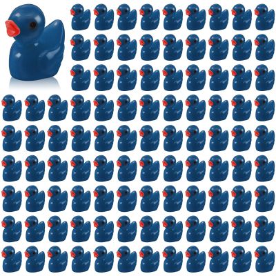 100 Pcs Mini Resin Ducks Tiny Ducks Miniature Duckies Bulk Figures for Garden Micro Landscape Home Prank Game Micro Landscape Aquarium Dollhouse Ornament DIY Handmade School (Dark Blue)