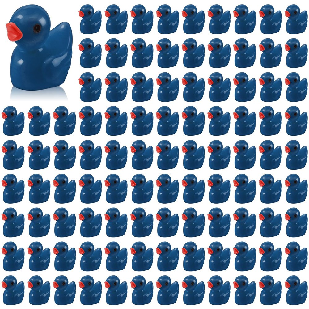 100 Pcs Mini Resin Ducks Tiny Ducks Miniature Duckies Bulk Figures for Garden Micro Landscape Home Prank Game Micro Landscape Aquarium Dollhouse Ornament DIY Handmade School (Dark Blue)