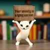 Anxiety-Busting Kitty,Your Anxiety is a Lying Ass Hoe, Cute Resin Cat for Office Home Decor, Funny Desk Accessories,Emotional Support Positive Cat (White & Orange) view 3