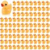 100 Pcs Mini Resin Ducks Tiny Ducks Miniature Duckies Bulk Figures for Garden Micro Landscape Home Prank Game Micro Landscape Aquarium Dollhouse Ornament DIY Handmade School (Yellow) view 1