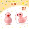 100 Pcs Mini Resin Ducks Tiny Ducks Miniature Duckies Bulk Figures for Garden Micro Landscape Home Prank Game Micro Landscape Aquarium Dollhouse Ornament DIY Handmade School (Pink) view 2