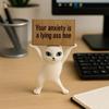 Anxiety-Busting Kitty,Your Anxiety is a Lying Ass Hoe, Cute Resin Cat for Office Home Decor, Funny Desk Accessories,Emotional Support Positive Cat (White) view 1