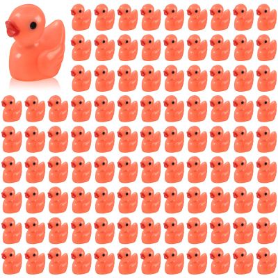100 Pcs Mini Resin Ducks Tiny Ducks Miniature Duckies Bulk Figures for Garden Micro Landscape Home Prank Game Micro Landscape Aquarium Dollhouse Ornament DIY Handmade School (Orange)