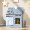 MAMIZO Play Kitchen for Toddlers, Wooden Kids Toy Kitchen Playset with Smart Storage, Ultimate Interactive, Simulated Gas Cooker, Sink & Faucet, 6 Pcs Cookware & Educational Clock (Blue) view 1