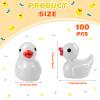 100 Pcs Mini Resin Ducks Tiny Ducks Miniature Duckies Bulk Figures for Garden Micro Landscape Home Prank Game Micro Landscape Aquarium Dollhouse Ornament DIY Handmade School (White) view 2