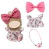 Asix Toy 3pcs Mini Clothes for 10cm Dolls,Outfits Set with Dress,Headdress and Mini Shoulder Bag,Compatible with Pin for Love Mini Doll Outfits,Display Collectible Choice,Clothes Only (Blush Polka) view 1