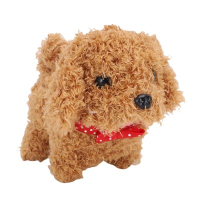 Diydeg Electronic Plush Puppy Dog Toy, Interactive Walking Barking Tail Wagging Cute Companion Animal with and Sounds for Kids Toddlers Age 3 and Up (Brown)