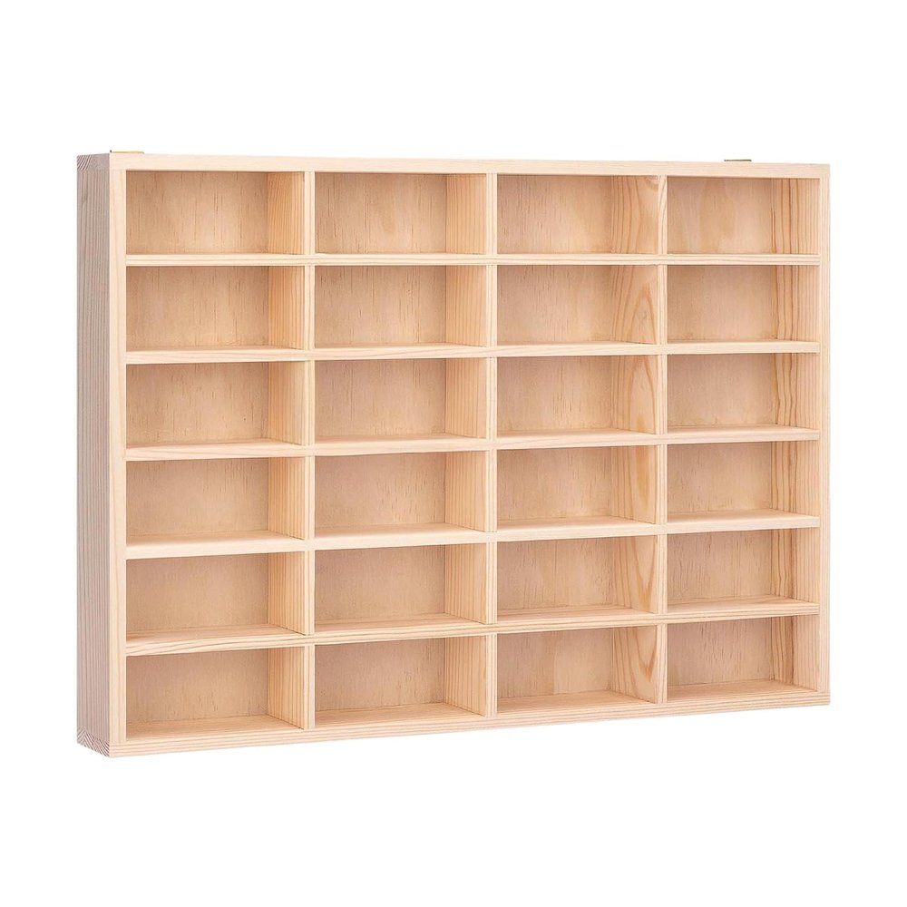 1/64 Scale Toy Car Display Case, Wall Mounted, Home Decor Wood Showcase Modern Organizer 24 Grids for Collectibles Figurines