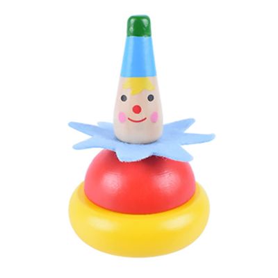 2 Pcs Wooden Clown Spinning Top Toy for Kids Colored Spinning Tops Perfect for Kids