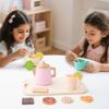 Tea Sets for Toddlers 3-5, Wooden Tea Set, Safe Wooden Party Set with Teapot, Cup, Dessert Toys, Role Play Toys for Girls Boys Pretend Play Ages 3+ view 2